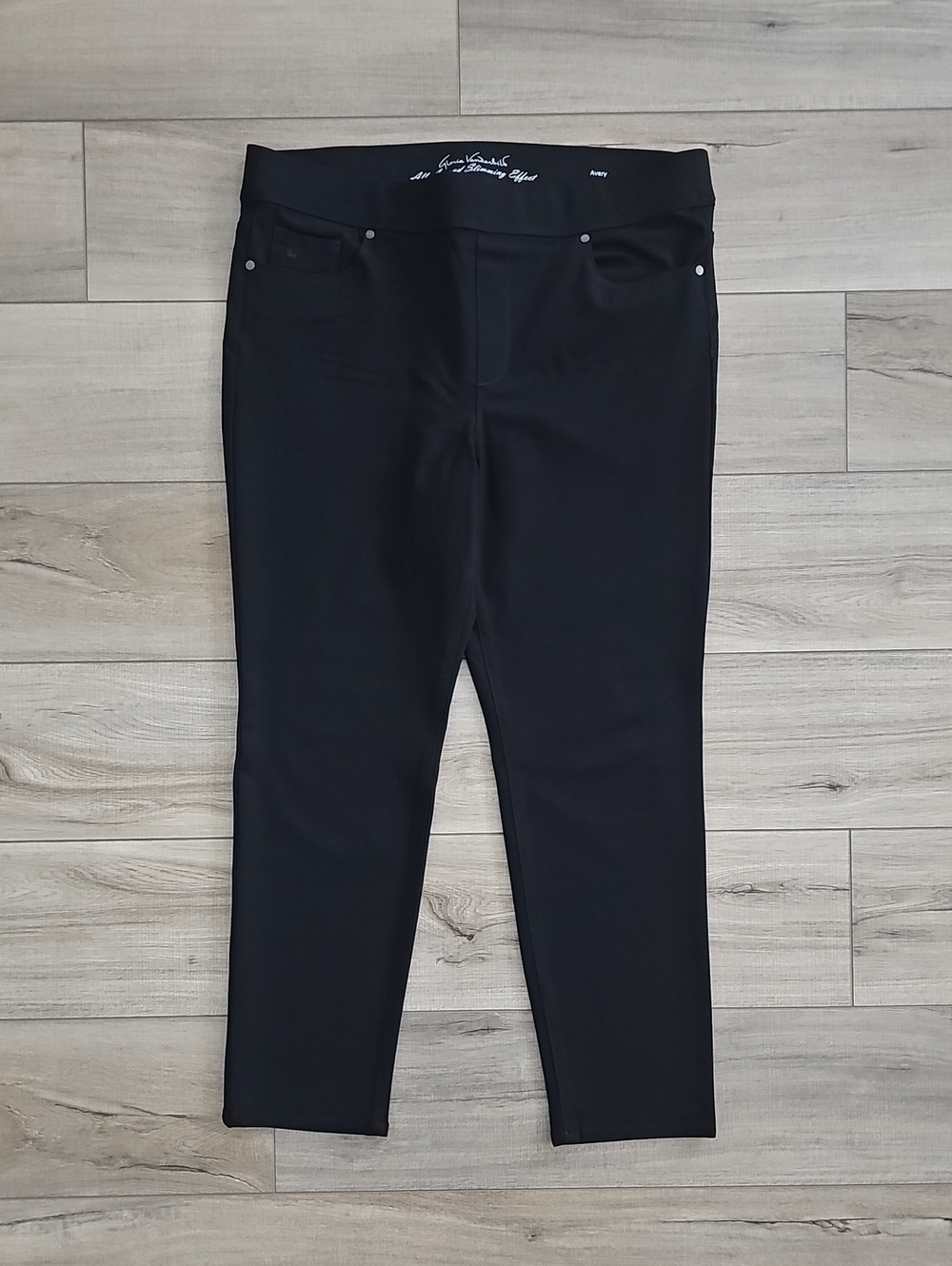 Gloria Vanderbilt Avery High Rise Pull On Slimming Ponte Pants Black 18S